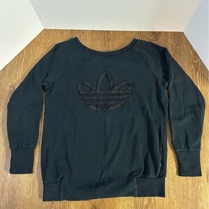 Adidas Black Crewneck Sweatshirt with Trefoil Logo